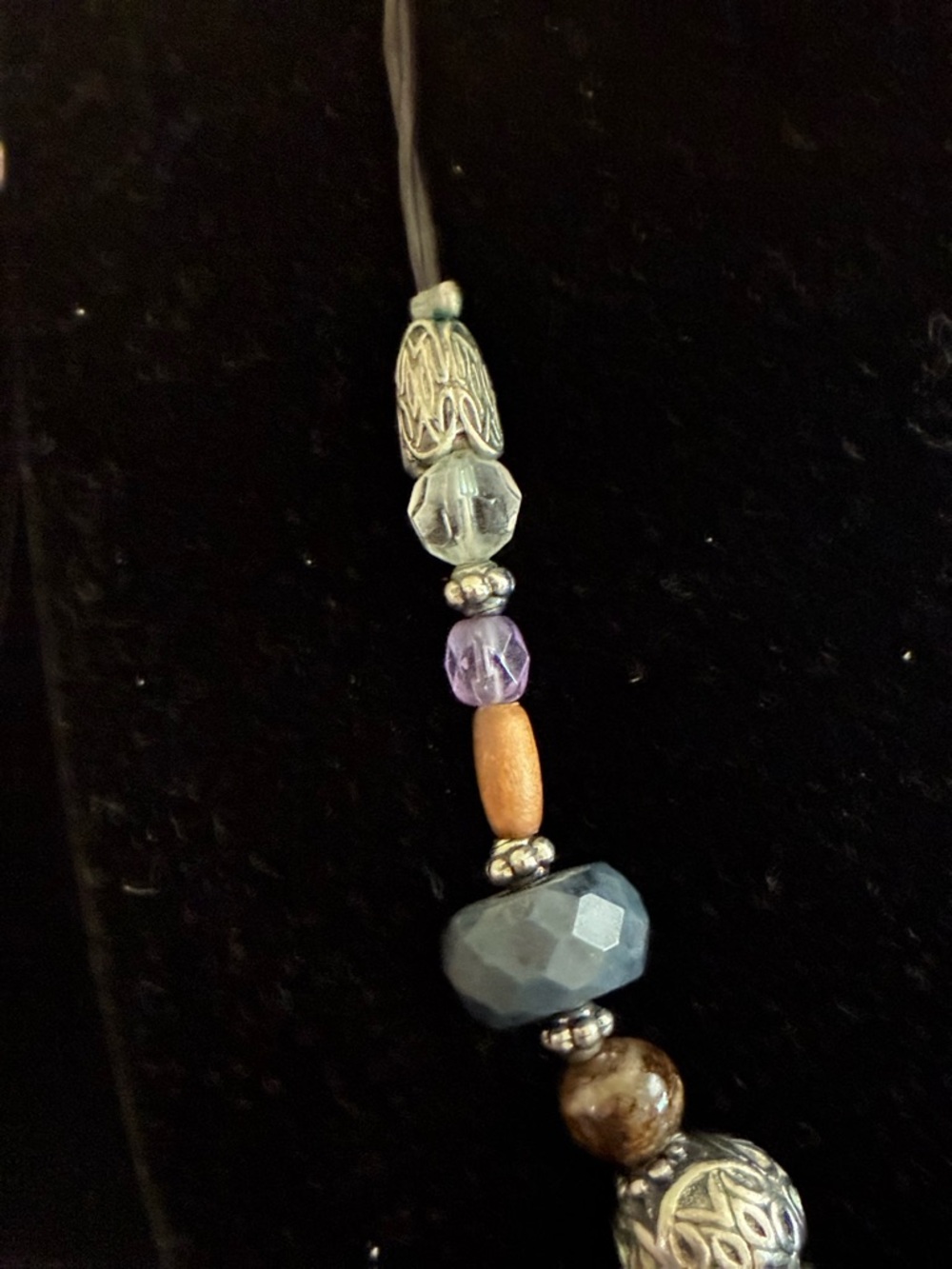 Lia Sophia EUC Necklace Blue
Sodalite Stone Wood Bead
Leather Cord Silver Tone - Picture 6 of 12